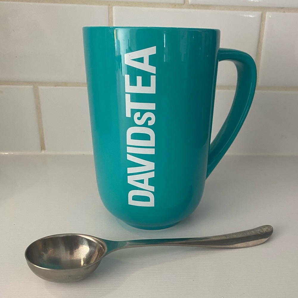 DAVIDsTEA Teal monogram Mug with Spoon